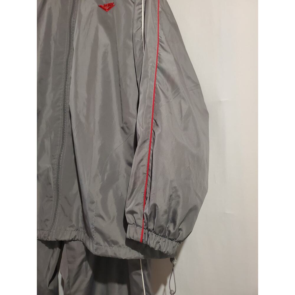 Pony Vtg Y2K 2 Piece Track Suit Windbreaker Jacket Pants Mens Size XXL Gray Red - Picture 6 of 16
